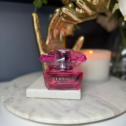 Authentic Versace Bright Crystal Absolu perfume lifestyle photo with luxury decor