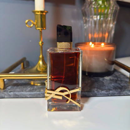Authentic YSL Libre Le Parfum perfume decant sample with elegant decor – FragraDiva