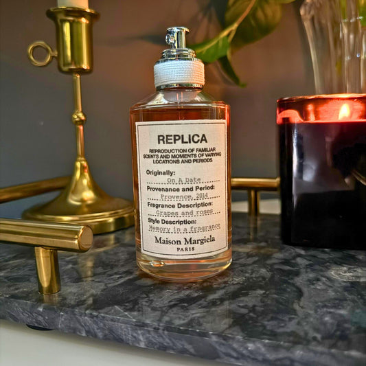Maison Margiela On A Date authentic perfume decant sample – lifestyle hero image at FragraDiva